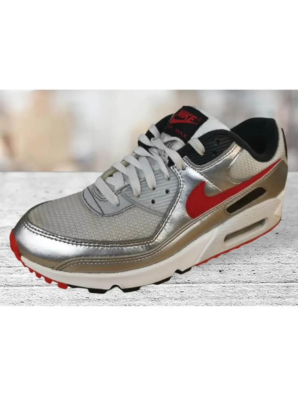 Nike Men’s Air Max 90 Training‎ Size 9.5 Silver/Red DX4233-001